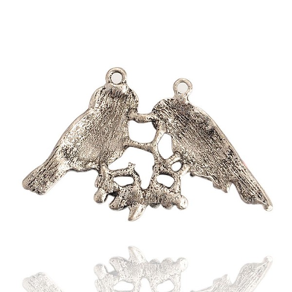

PandaHall Vintage Alloy Enamel Big Pendants, with Rhinestones, Two Birds, Antique Silver, Purple, 41x67x5mm, Hole: 2.5mm Alloy...