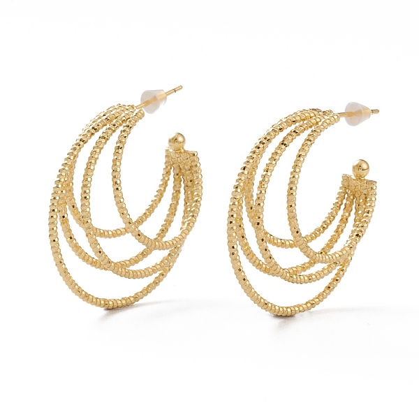 

PandaHall Brass Half Hoop Earrings, Split Earrings, with Steel Pin and Plastic Ear Nuts, Long-Lasting Plated, Real 18K Gold Plated...