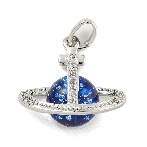

PandaHall Brass Micro Pave Cubic Zirconia Pendants, with Resin, Planet, Dark Blue, 19.5x20x8mm, Hole: 5x3mm Brass+Cubic Zirconia Acorn