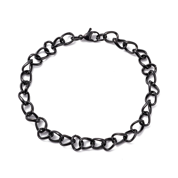 

PandaHall Vacuum Plating Fashionable 304 Stainless Steel Side Twisted Chain Bracelets, with Lobster Claw Clasps , Electrophoresis Black, 7/8...