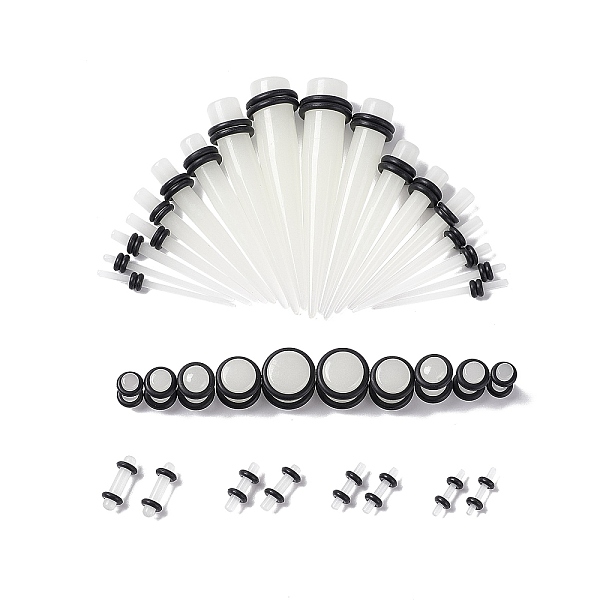 

PandaHall 36Pcs 18 Style Ear Plugs Gauges Stretching Kit, Including Acrylic Tapers & Plugs & Tunnels, Cone Shape Earrings Piercing Jewelry..., White