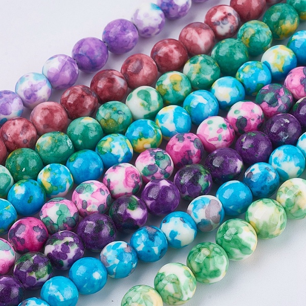 

PandaHall Synthetic Ocean White Jade Beads Strands, Dyed, Round, Mixed Color, 8mm, Hole: 1mm, about 52pcs/strand, 15.35 inch Ocean White..., Multicolor