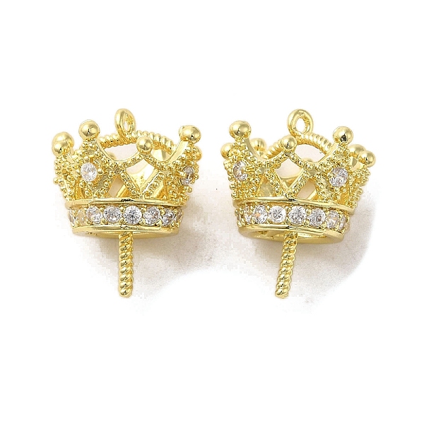 

PandaHall Brass Micro Pave Cubic Zirconia Peg Bails, Crown, Real 16K Gold Plated, 17x14x14mm, Hole: 1mm, Pin: 1.2mm Brass+Cubic Zirconia