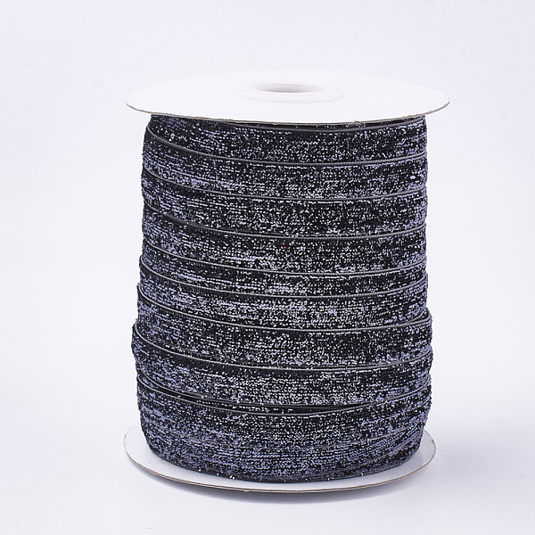 

PandaHall Glitter Sparkle Ribbon, Polyester & Nylon Ribbon, Gray, 3/8 inch(9.5~10mm), about 50yards/roll(45.72m/roll) Polyester None Gray