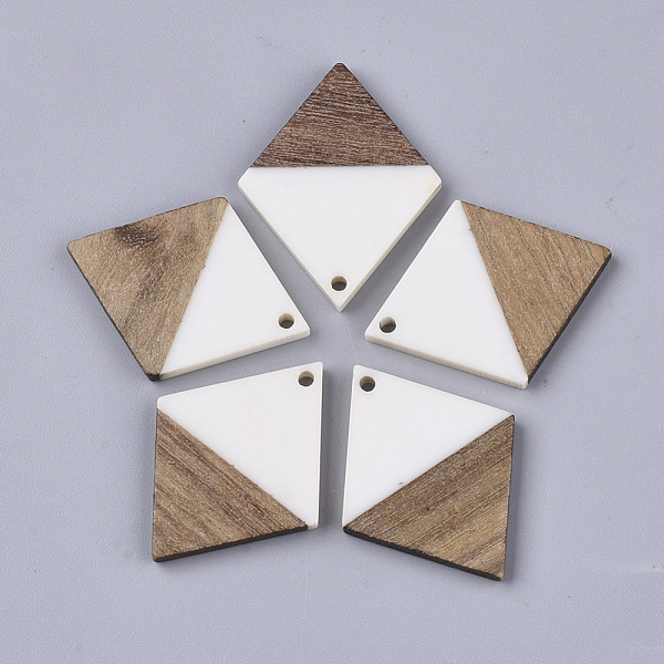 

PandaHall Resin & Walnut Wood Pendants, Rhombus, White, 34.5x24x3mm, Hole: 2mm Resin+Wood Rhombus White