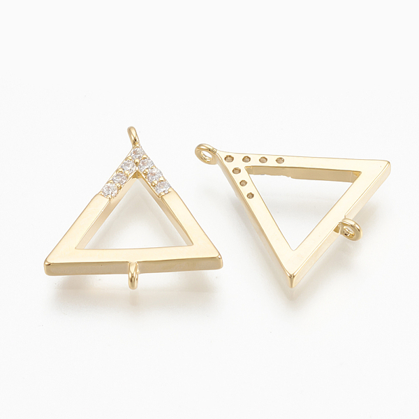 

PandaHall Brass Micro Pave Cubic Zirconia Links, Clear, Triangle, Nickel Free, Real 18K Gold Plated, 14x12x1.5mm, Hole: 1mm Brass+Cubic...