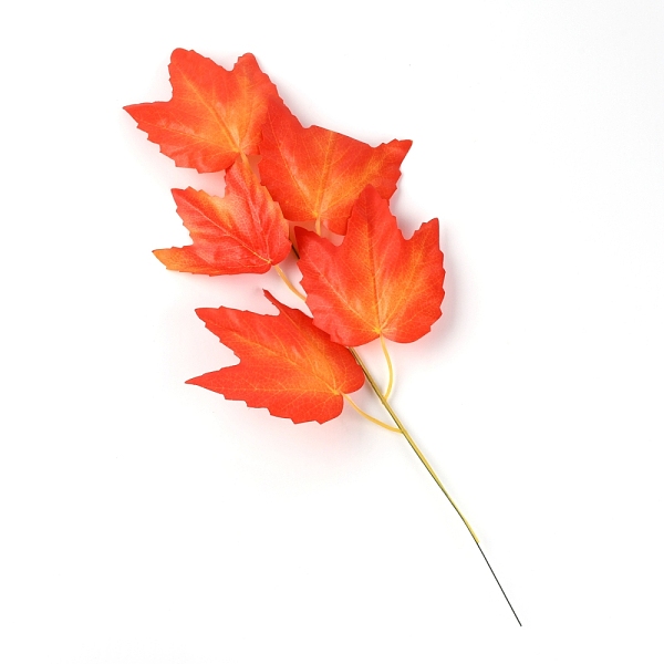 

PandaHall Plastic Artificial Leaf, Maple Leaf, Orange Red, 455x235x3mm Plastic Leaf