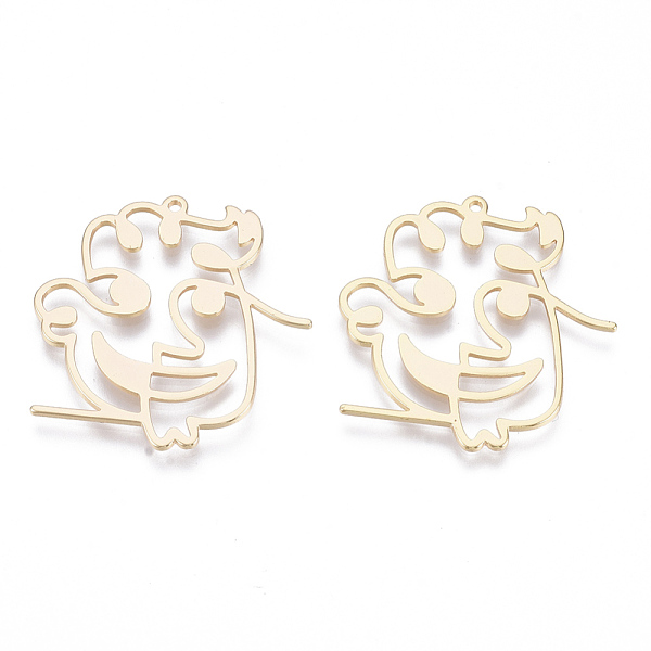 

PandaHall Brass Pendants, Nickel Free, Face, Real 18K Gold Plated, 32.5x31x1mm, Hole: 1.2mm Brass Body