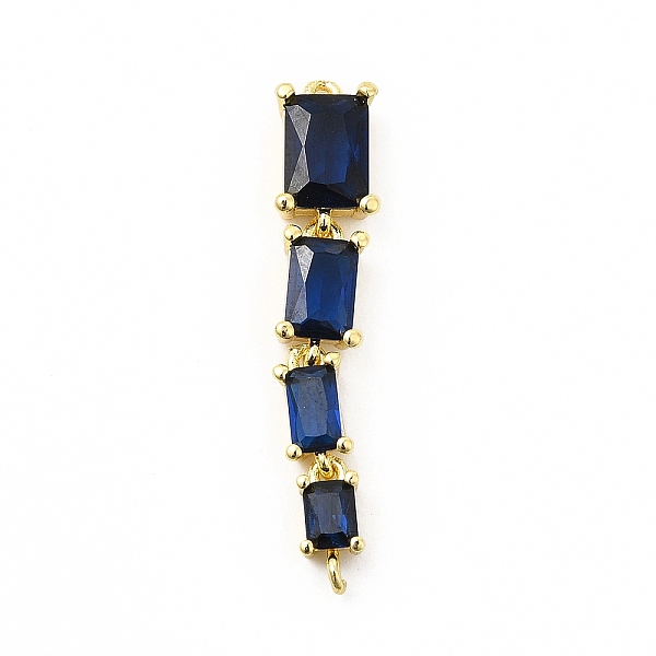 

PandaHall Brass Pave Cubic Zirconia Connector Charms, Cadmium Free & Lead Fre, Four Rectangle Links, Midnight Blue, 31x6x3.5mm, Hole: 0.9mm...