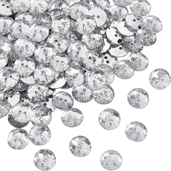 

PandaHall Olycraft Spray Painted Acrylic Button, Faceted, Mixed Dyed and Undyed, 2-hole, Flat Round, Silver, 15x4mm, Hole: 2mm, 300pcs/box...
