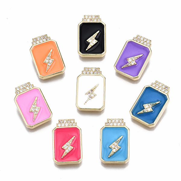 

PandaHall Brass Micro Pave Clear Cubic Zirconia Pendants, with Enamel, Cadmium Free & Nickel Free & Lead Free, Bottle with Lightning, Real..., Multicolor