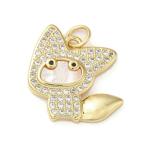 

PandaHall Brass Micro Pave Cubic Zirconia Pendants, with Shell, Cat, Real 18K Gold Plated, 18x18x3mm, Hole: 3.4mm Brass+Cubic Zirconia+Shell..., Clear
