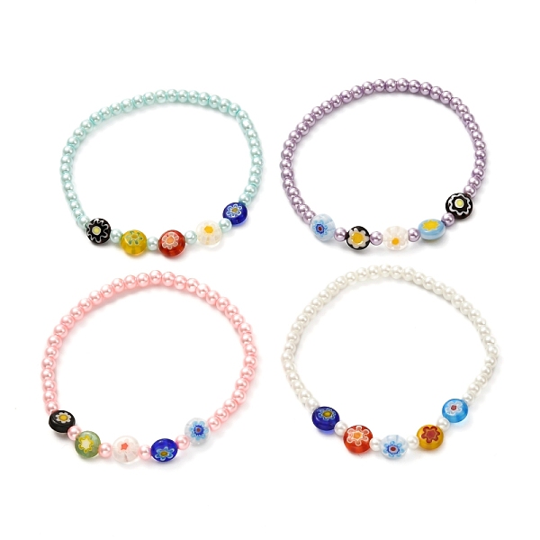 

PandaHall Millefiori Flat Round Beads Stretch Bracelet for Teen Girl Women, Round Pearlized Glass Beads Bracelet, Mixed Color, Inner..., Multicolor