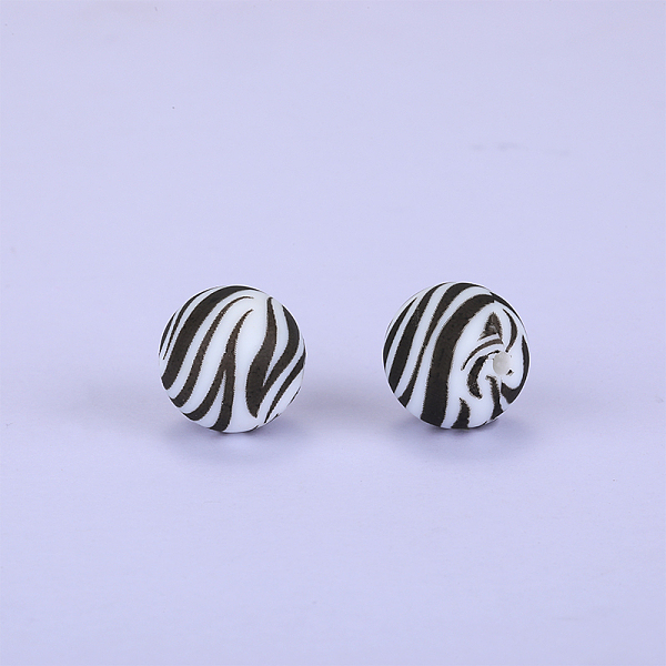 

PandaHall Printed Round Silicone Focal Beads, Black, 15x15mm, Hole: 2mm Silicone Round Black