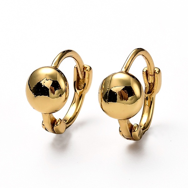 

PandaHall Brass Huggie Hoop Earrings, Ring with Flat Round, Real 18K Gold Plated, 10x12x2mm, Pin: 1mm Brass Flat Round