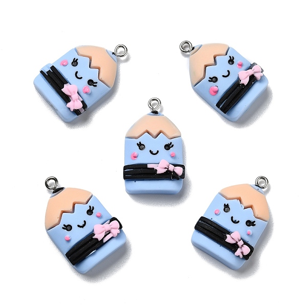 

PandaHall Opaque Resin Pendants, with Platinum Tone Iron Loops, Study Supplies, Pencil, Light Sky Blue, 28x17x9.5mm, Hole: 2mm Iron+Resin