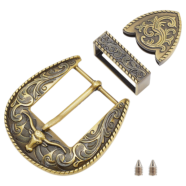 

PandaHall WADORN Belt Zinc Alloy Buckle Sets, include Roller Buckle, Rectangle Silder Charm, Triangle Zipper Stopper and Screw, Antique...