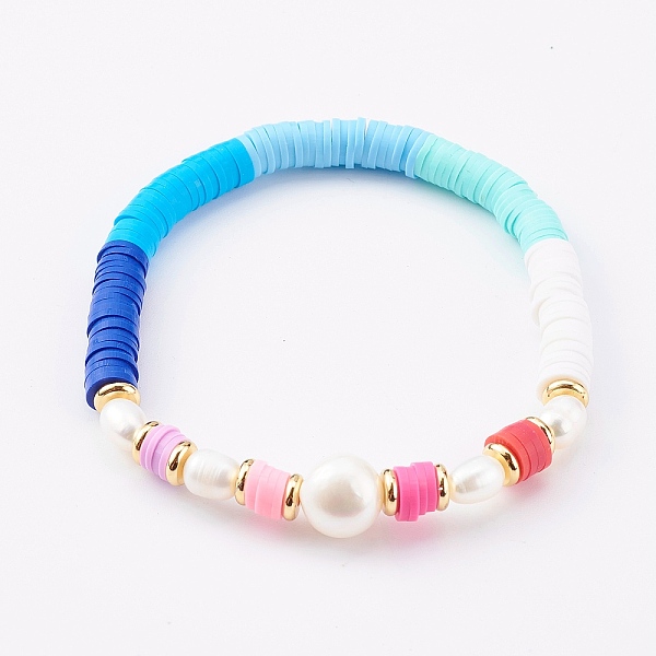 Polymer Clay Heishi Beaded Stretch Bracelets