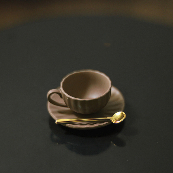 

PandaHall Mini Tea Sets, including Porcelain Teacup & Saucer, Alloy Spoon, Miniature Ornaments, Micro Landscape Garden Dollhouse Accessories..., Brown