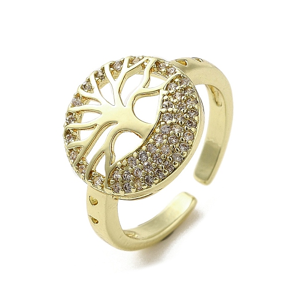 

PandaHall Rack Plating Brass with Clear Cubic Zirconia Cuff Rings, Lead Free & Cadmium Free, Long-Lasting Plated, Real 18K Gold Plated, Flat...