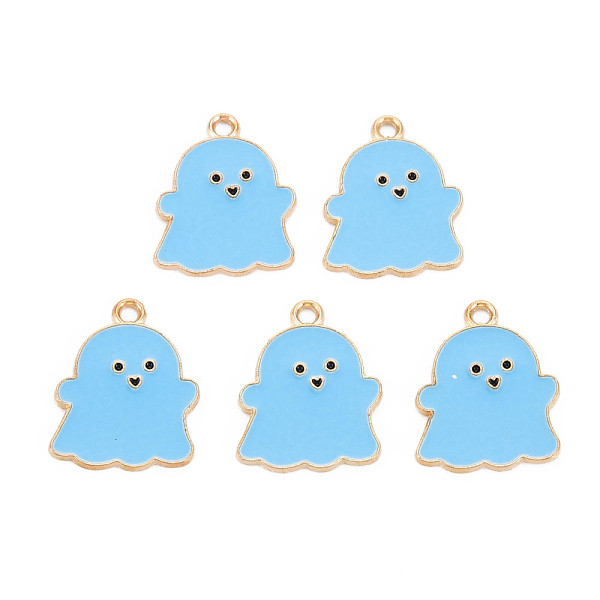 

PandaHall Alloy Enamel Pendants, Cadmium Free & Lead Free, Light Gold, Ghost, Light Sky Blue, 21.5x17x1.5mm, Hole: 1.8mm Alloy+Enamel Ghost
