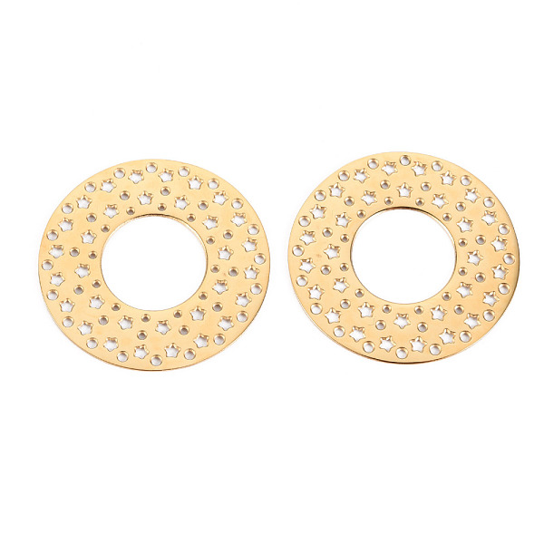 

PandaHall 304 Stainless Steel Filigree Joiners Links, Laser Cut, Flat Round, Real 14K Gold Plated, 28x0.5mm, Hole: 1mm 304 Stainless Steel...