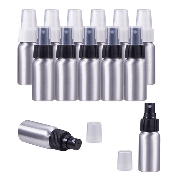 PandaHall Refillable Aluminum Spray Bottles, Salon Hairdresser Sprayer, Water Spray Bottle, Platinum, White, 104x32mm, Capacity: 30ml...