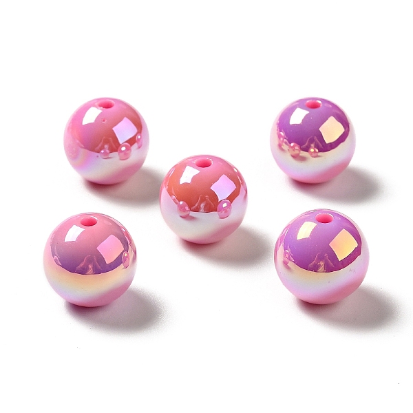 

PandaHall UV Plating Rainbow Iridescent Acrylic Beads, Round, Hot Pink, 15~15.5x15.5~16mm, Hole: 2.7mm Acrylic Round