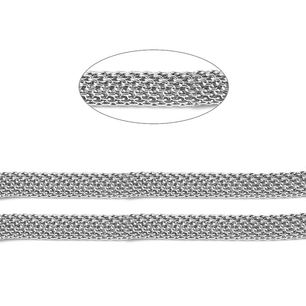 

PandaHall 304 Stainless Steel Mesh Chains/Network Chains, Unwelded, with Spool, Stainless Steel Color,4mm, about 32.8 Feet(10m)/roll 304...