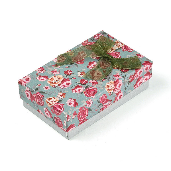 Boîte d'emballage de bijoux en carton à motif de fleurs