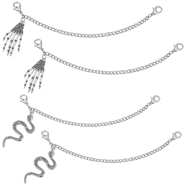 4Pcs 2 Styles Iron Twisted Chains Curb Chains