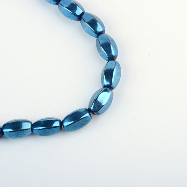 

PandaHall Electroplate Non-magnetic Synthetic Hematite Round Bead Strands, Blue Plated, 7.5~8x12.5~13mm, Hole: 1mm, about 34pcs/strand, 15.7...