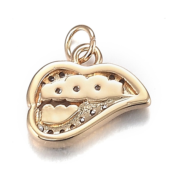 

PandaHall Brass Micro Clear Cubic Zirconia Charms, Long-Lasting Plated, Lip, Real 18K Gold Plated, 11x12x2.5mm, Hole: 3mm Brass+Cubic...