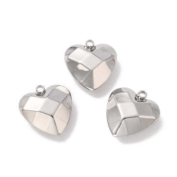 

PandaHall 304 Stainless Steel Pendants, Heart Charm, Stainless Steel Color, 24x21.5x10mm, Hole: 3mm 304 Stainless Steel Heart