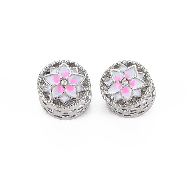 

PandaHall Rack Plating Alloy European Beads, with Crystal Rhinestone & Pearl Pink Enamel, Large Hole Beads, Cadmium Free & Nickel Free &..., Clear