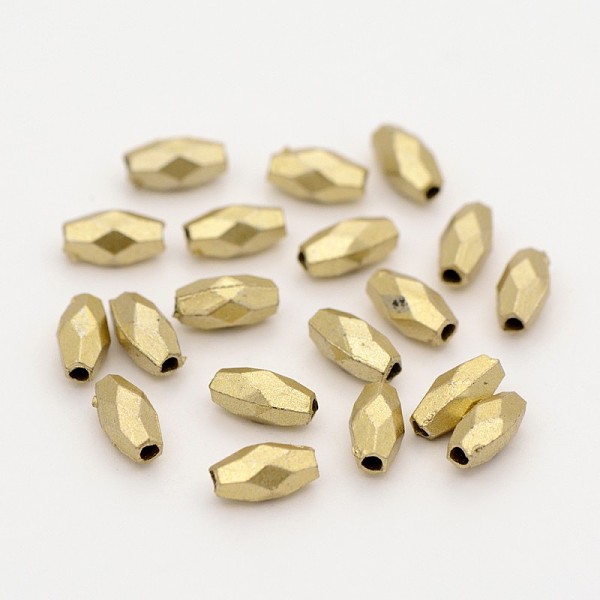 

PandaHall Faceted Rice Matte Style Plastic Beads, Gold, 8x4mm, Hole: 1.5mm, about 1250pcs/50g Plastic Rice Gold