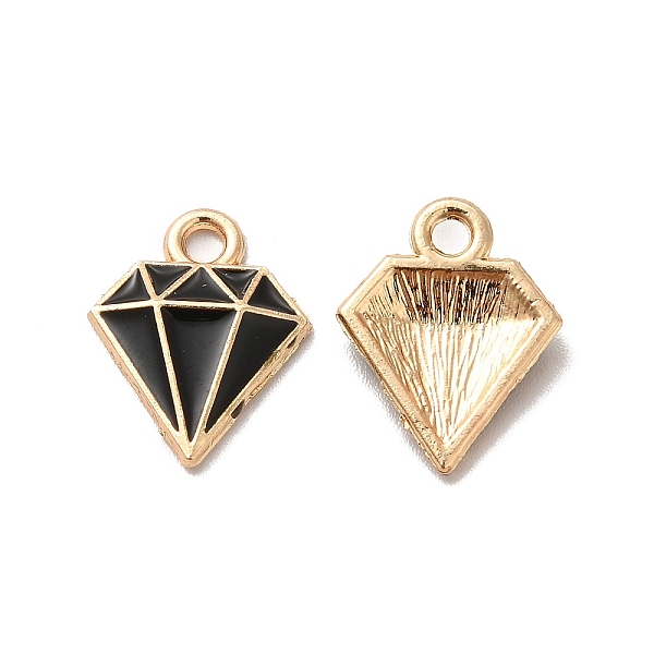 

PandaHall Alloy Enamel Pandants, Lead Free & Cadmium Free, Light Gold, Diamond Charm, Black, 15x12x2.5mm, Hole: 1.8mm Alloy+Enamel Diamond...