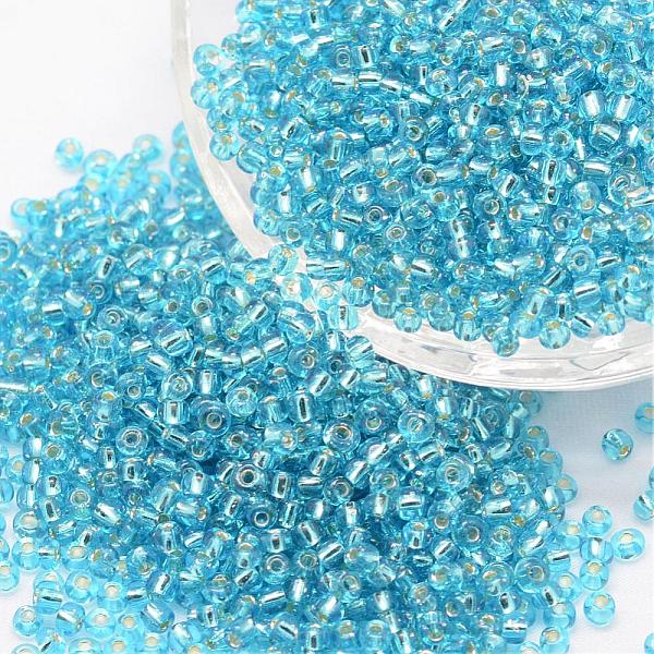 

PandaHall 6/0 Transparent Glass Round Seed Beads, Grade A, Silver Lined, Deep Sky Blue, 3.6~4.0mm, Hole: 1.2mm, about 5000pcs/pound Glass...
