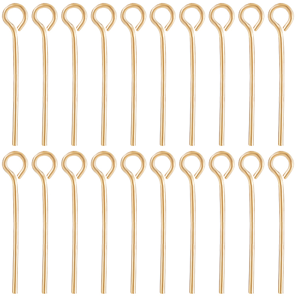 

PandaHall Beebeecraft Brass Eye Pins, for Jewelry Making, Real 18K Gold Plated, 21 Gauge, 20x0.7mm, Hole: 2mm, about 200pcs Brass