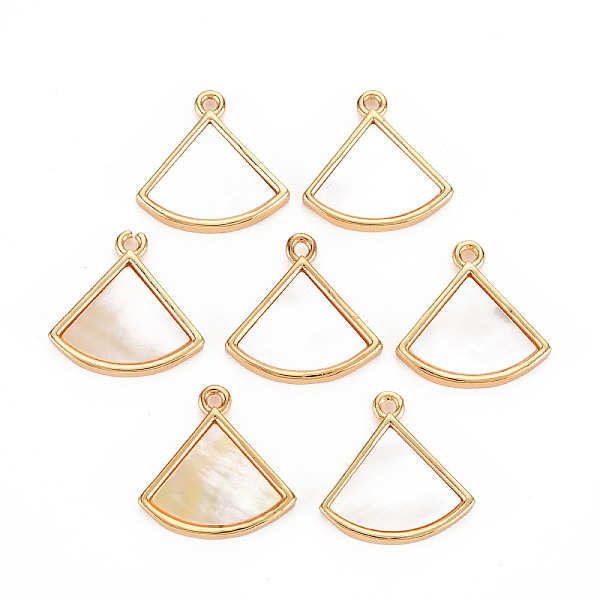 

PandaHall Natural Shell Pendants, with Brass Findings, Long-Lasting Plated, Cadmium Free & Lead Free, Fan, Light Gold, 15.5x15.5x2mm, Hole...