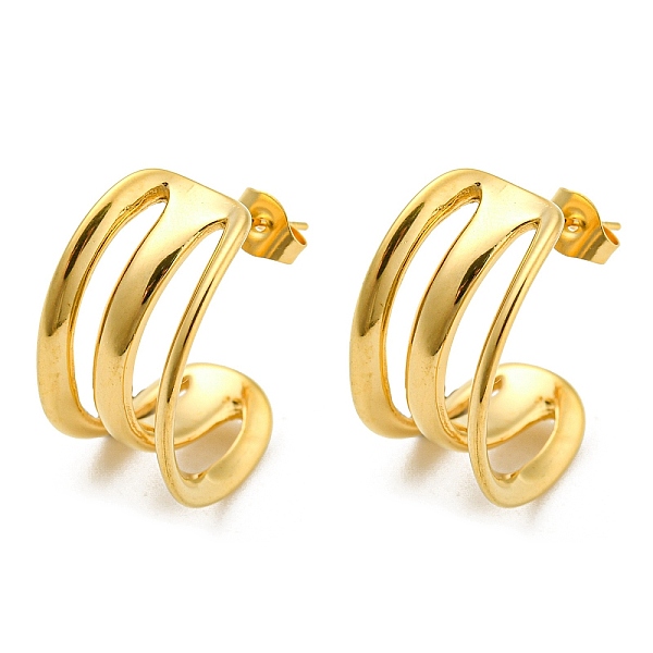 

PandaHall Ion Plating(IP) 304 Stainless Steel Stud Earrings, Split Earrings, Golden, 24x13mm 304 Stainless Steel Round