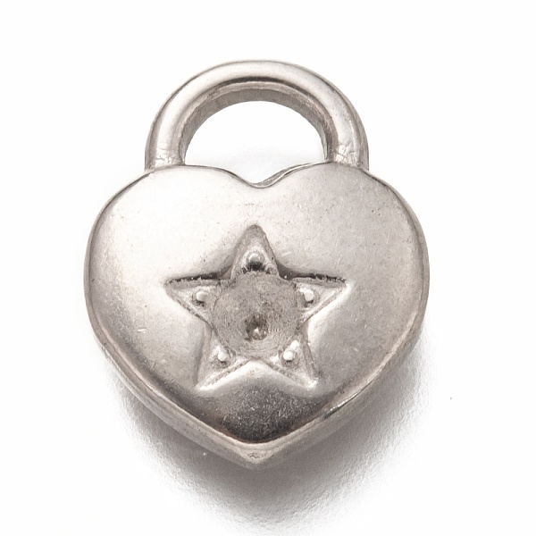 

PandaHall 304 Stainless Steel Pendant Rhinestone Settings, Heart Lock with Star, Stainless Steel Color, Fit for 2mm Rhinestone, 18x14x4mm...