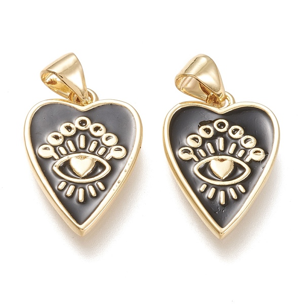 

PandaHall Brass Enamel Pendants, Real 18K Gold Plated, Heart with Eye, Black, 18.5x12.5x1.6mm, Hole: 3.5x5mm Brass+Enamel Heart Black