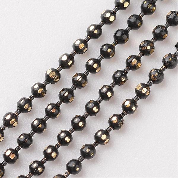 

PandaHall Brass Faceted Ball Chains, Soldered, Rack Plating, Two Tone, Black, 1.5mm Brass Black