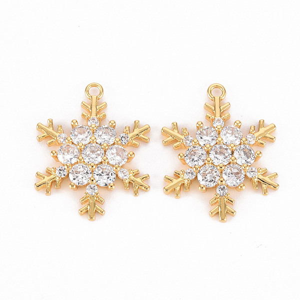 

PandaHall Brass Micro Pave Clear Cubic Zirconia Pendants, Snowflake, Real 18K Gold Plated, 19x15x3mm, Hole: 1.2mm Brass+Cubic Zirconia...