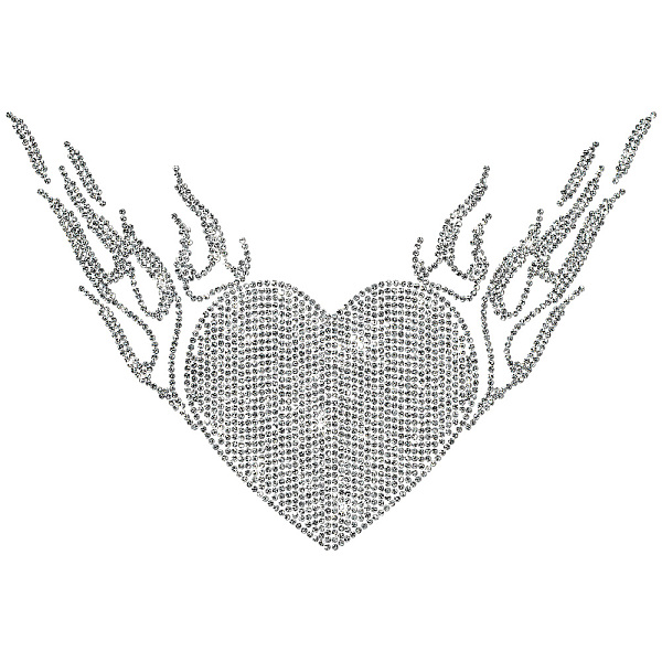 

PandaHall Glass Hotfix Rhinestone, Iron on Appliques, Costume Accessories, for Clothes, Bags, Pants, Heart, 300x230mm Glass Rhinestone Heart