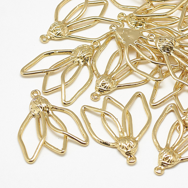 

PandaHall Brass Pendants, Flower, Real 18K Gold Plated, 31x24x3mm, Hole: 1.5mm Brass Flower