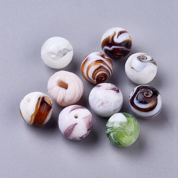 

PandaHall Handmade Lampwork Beads, Round, Mixed Color, 14mm, Hole: 1~2mm Lampwork Round Multicolor