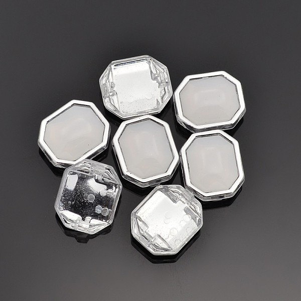 

PandaHall Sew on Taiwan Acrylic, Multi-strand Links Silver Color Plated, Garment Accessories, Rectangle, White, 17x13x8mm, Hole: 1mm Acrylic...