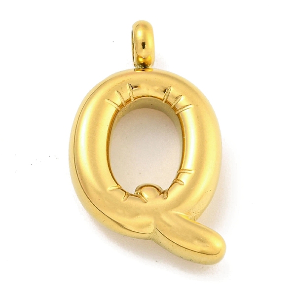 

PandaHall Ion Plating(IP) 304 Stainless Steel Pendants, Letter Charm, Golden, Letter Q, 26x15x4.5mm, Hole: 3mm 304 Stainless Steel Letter Q